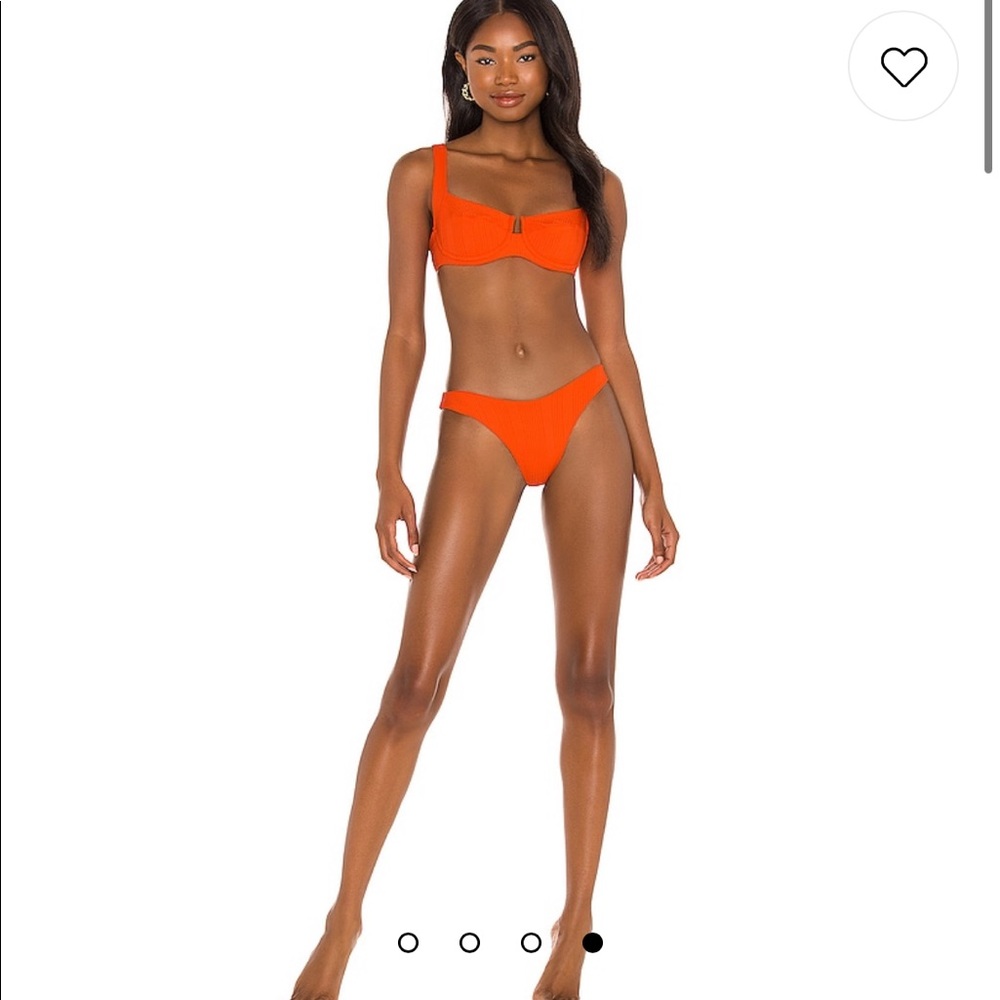 L*Space Pointelle Rib Cabana Bitsy Bikini Bottom in Poppy -XS- New